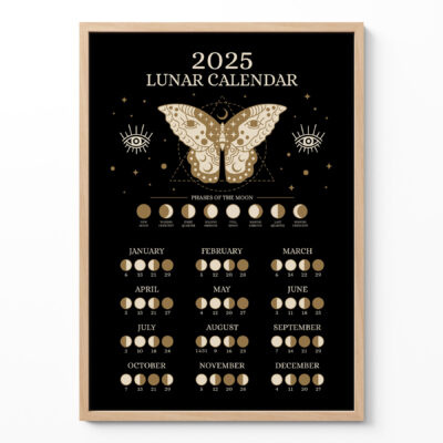 2025 Lunar Calendar – Butterfly Moon Phases Poster