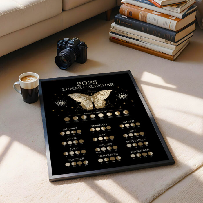 2025 Lunar Calendar – Butterfly Moon Phases Poster