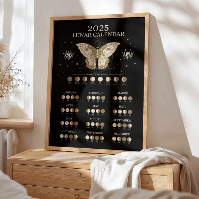 2025 Lunar Calendar – Butterfly Moon Phases Poster