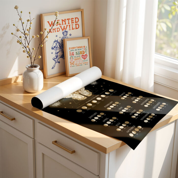 2025 Lunar Calendar – Butterfly Moon Phases Poster