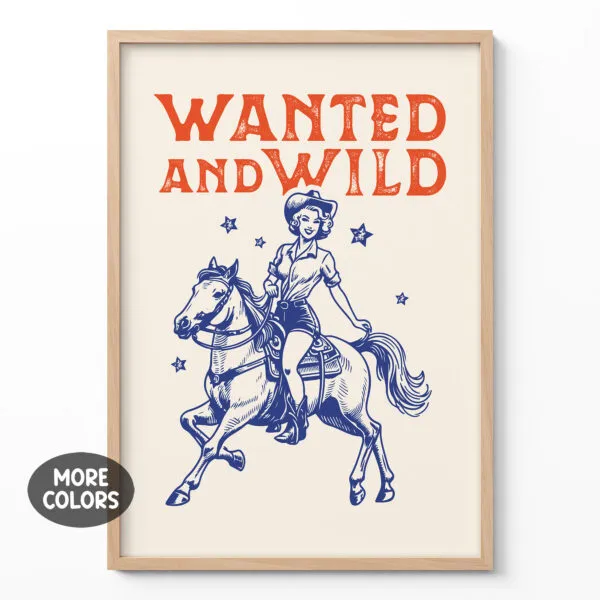 Retro Wandbild – Cowgirl auf dem Pferd