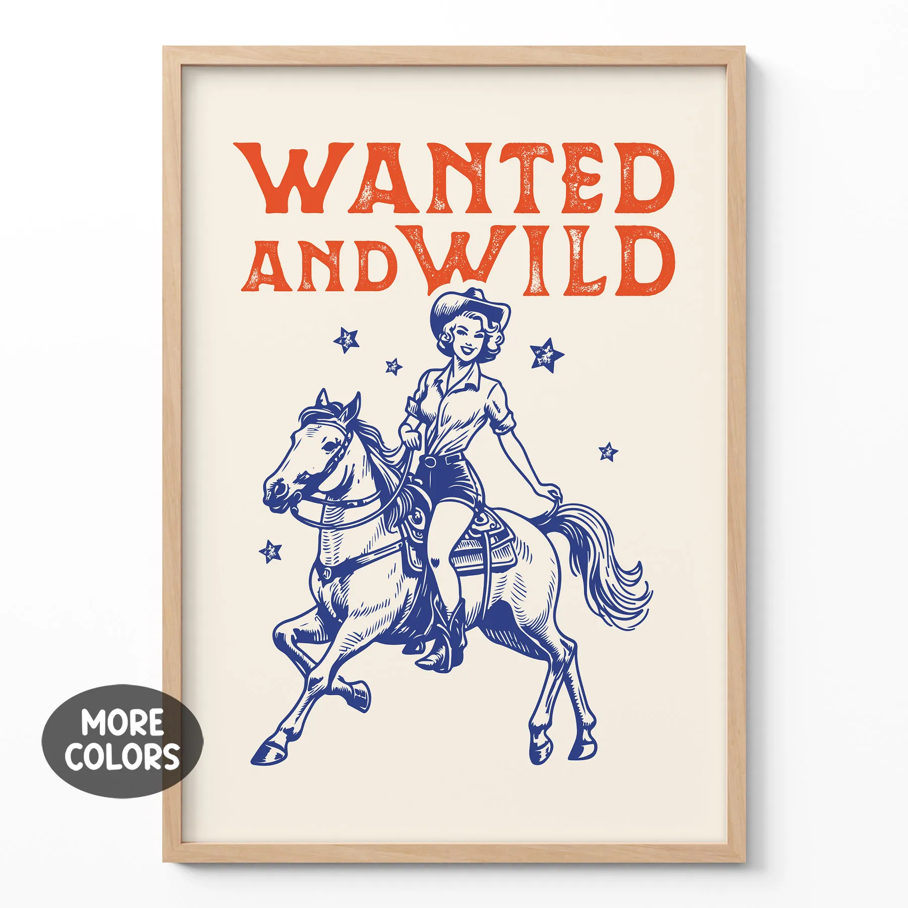 Retro Wandbild – Cowgirl auf dem Pferd Retro Wandbild – Cowgirl auf dem Pferd