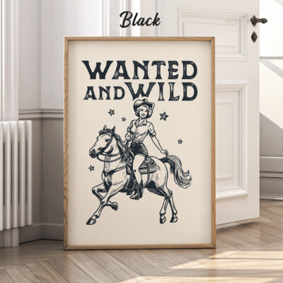 Wanted And Wild Retro Cowgirl Poster