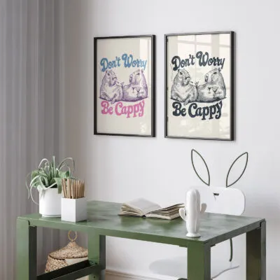 Funny Capybara Wall Art – Don’t Worry Be Cappy