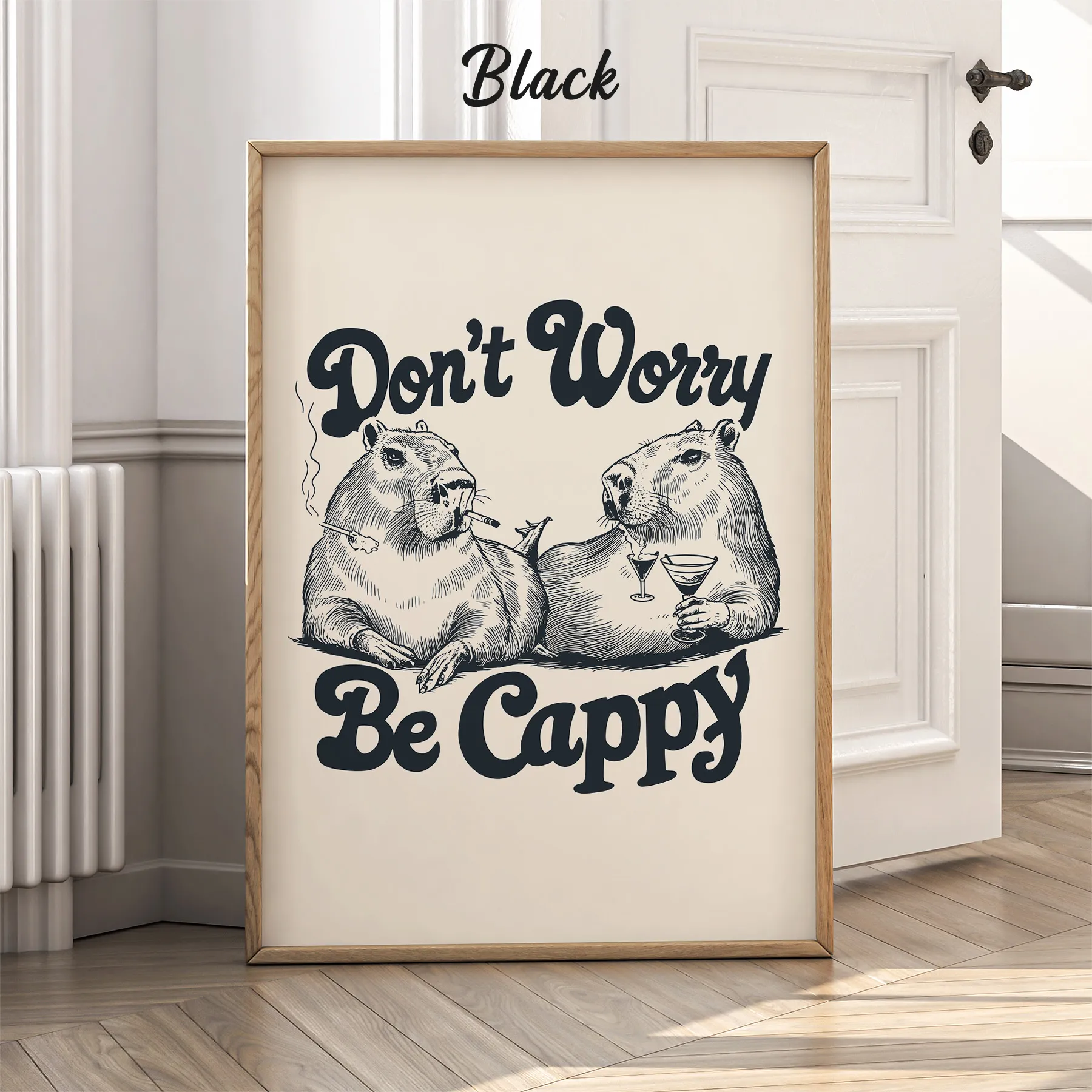 Funny Capybara Wall Art – Don’t Worry Be Cappy