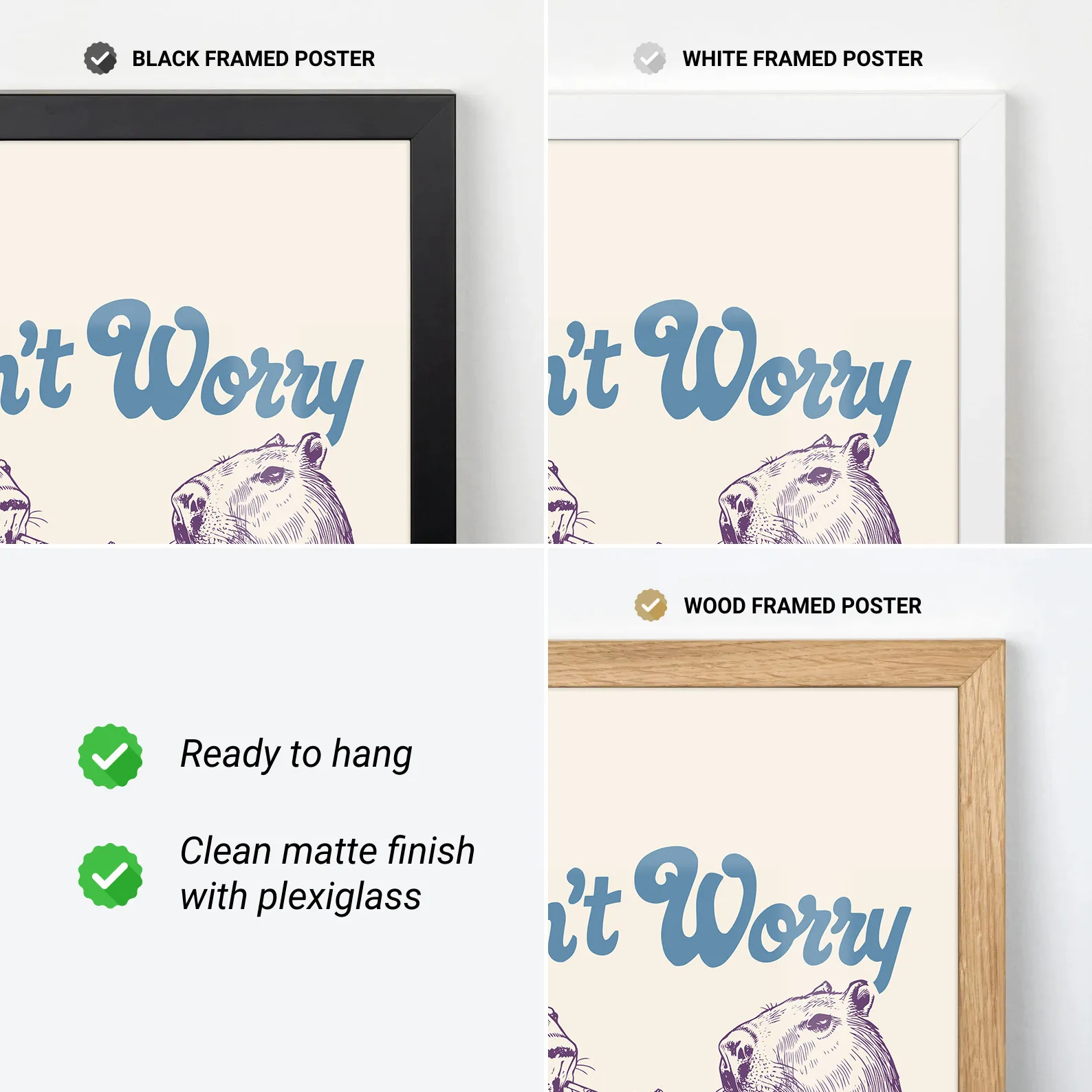 Funny Capybara Wall Art – Don’t Worry Be Cappy