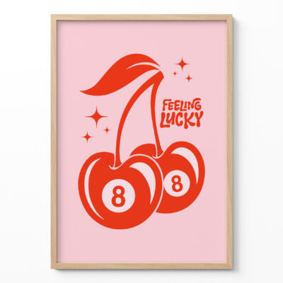 Feeling Lucky Wall Art – Retro Cherry 8 Ball Poster
