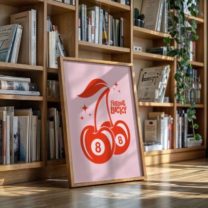 Feeling Lucky Wall Art – Retro Cherry 8 Ball Poster