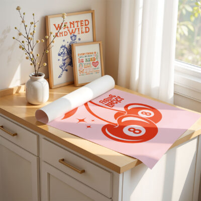 Feeling Lucky Wall Art – Retro Cherry 8 Ball Poster