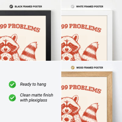 Funny Raccoon Print – 99 Problems Donut Retro Poster
