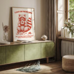 Funny Raccoon Print – 99 Problems Donut Retro Poster