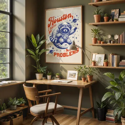 Raccoon Astronaut Wall Art – Houston I Have So Many Problems
