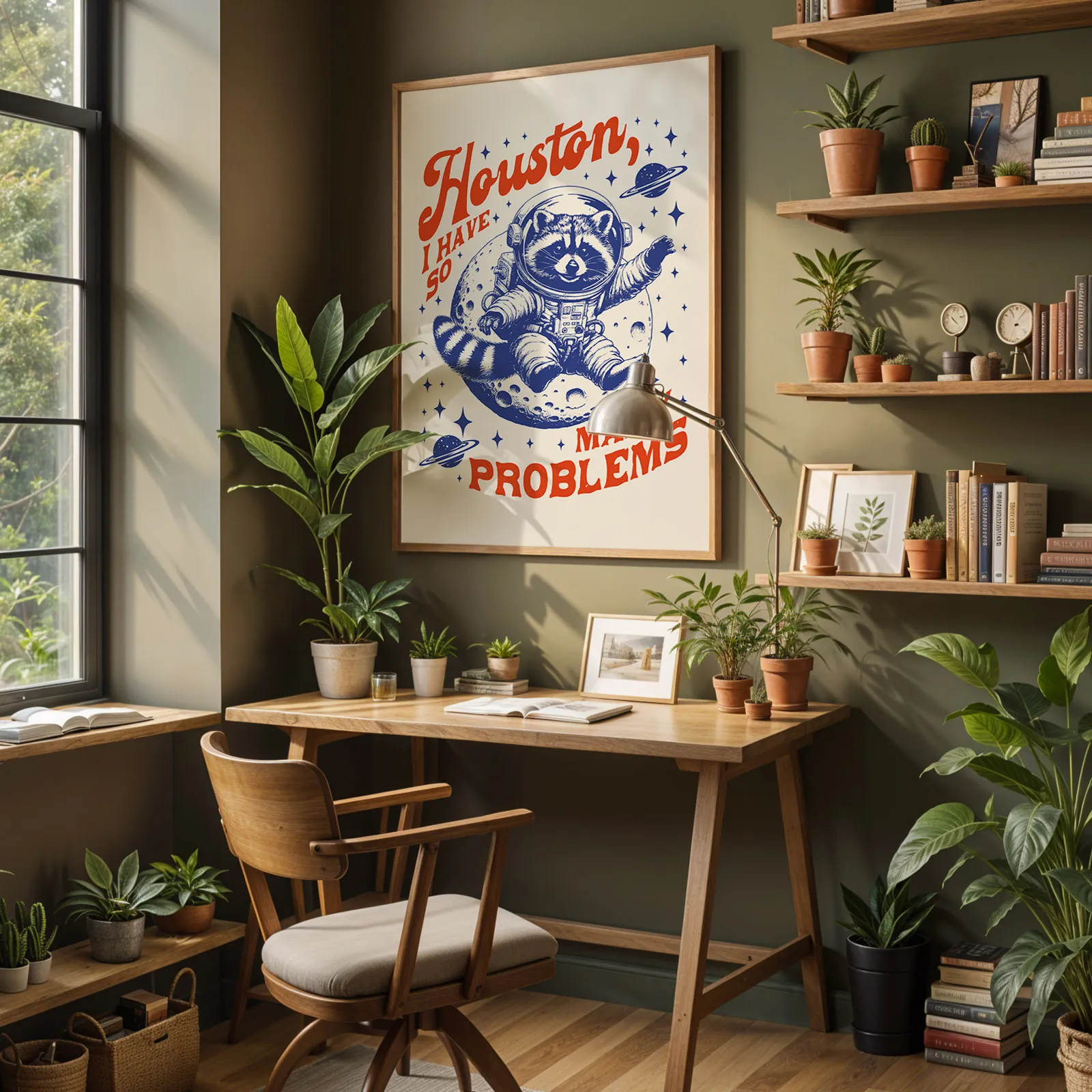 Raccoon Astronaut Wall Art – Houston I Have So Many Problems