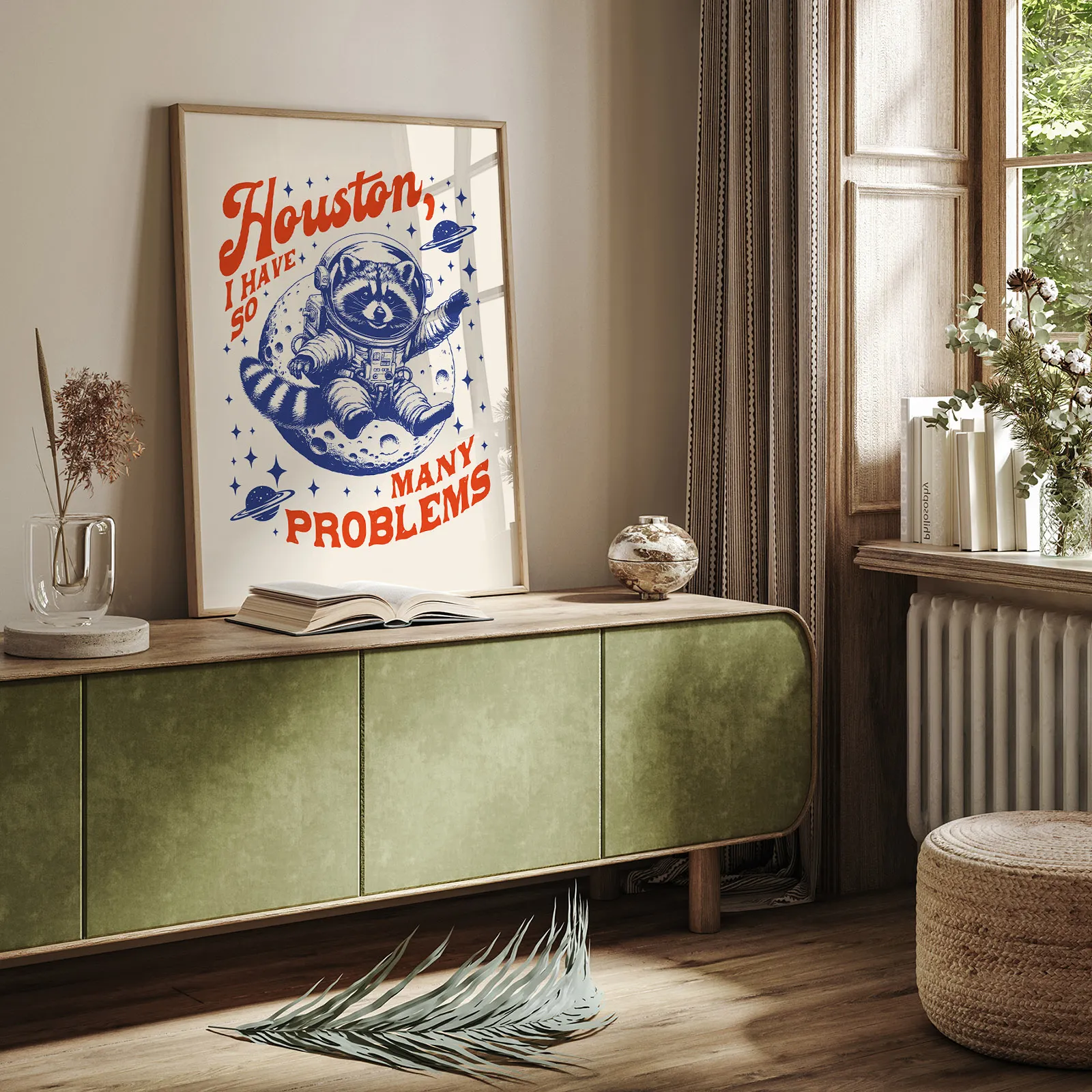 Raccoon Astronaut Wall Art – Houston I Have So Many Problems
