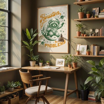 Raccoon Astronaut Wall Art – Houston I Have So Many Problems