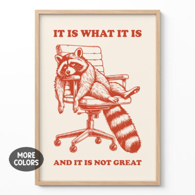 Raccoon Poster – It Is What It Is and It Is Not Great Funny Wall Art