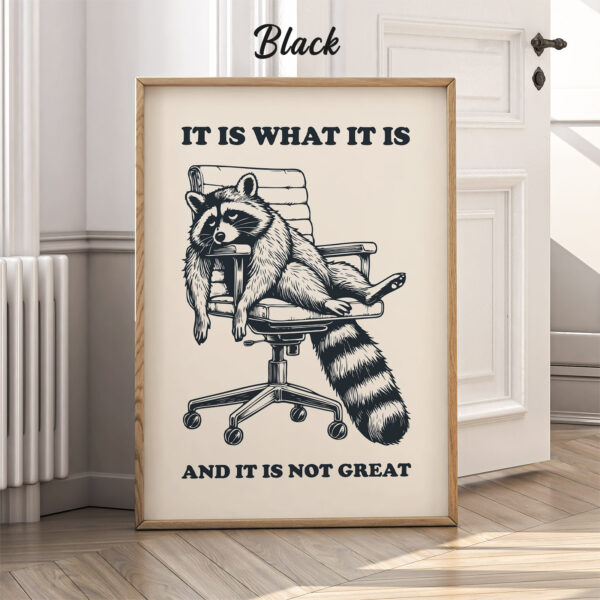 Raccoon Poster – It Is What It Is and It Is Not Great Funny Wall Art