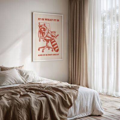 Raccoon Poster – It Is What It Is and It Is Not Great Funny Wall Art