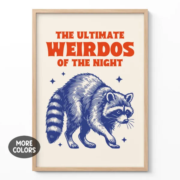 Wandbild mit Waschbären – Die ultimativen Nacht-Chaoten (Blau)