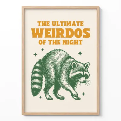 Wandbild mit Waschbären – Die ultimativen Nacht-Chaoten (Grün)