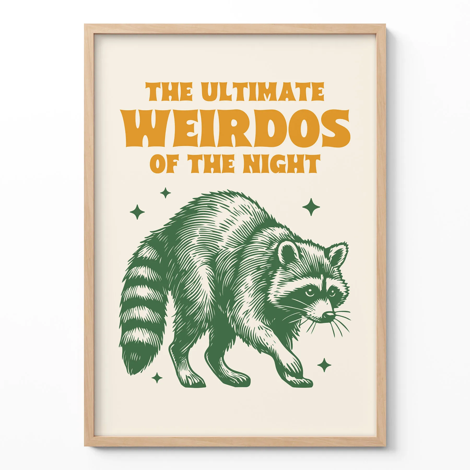 Wandbild mit Waschbären – Die ultimativen Nacht-Chaoten (Grün)