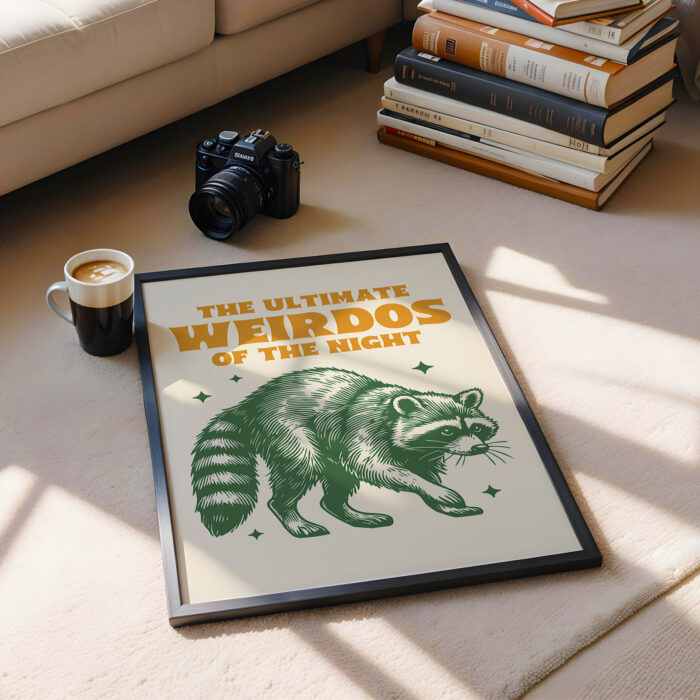 Weird Raccoon Poster – The Ultimate Weirdos of the Night Print