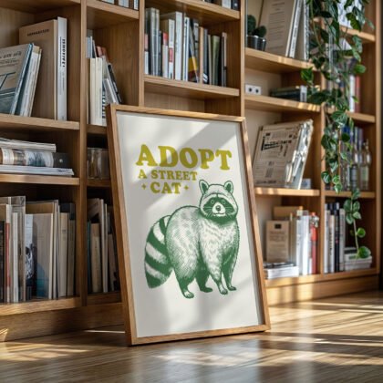 Funny Raccoon Wall Art – Adopt a Street Cat