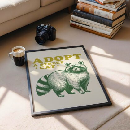 Funny Raccoon Wall Art – Adopt a Street Cat