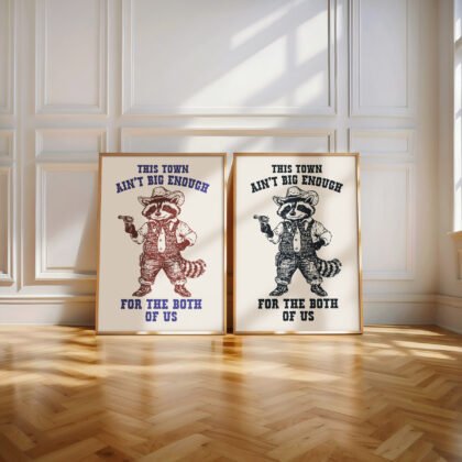 Raccoon Cowboy Wall Art – This Town Ain’t Big Enough