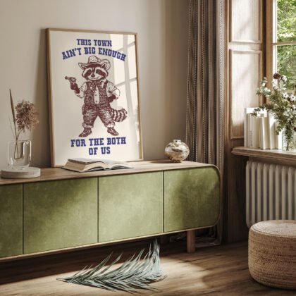 Raccoon Cowboy Wall Art – This Town Ain’t Big Enough