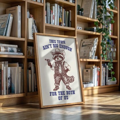 Raccoon Cowboy Wall Art – This Town Ain’t Big Enough