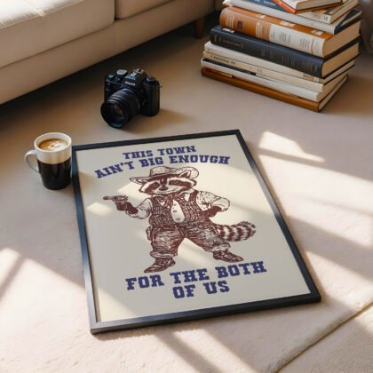 Raccoon Cowboy Wall Art – This Town Ain’t Big Enough