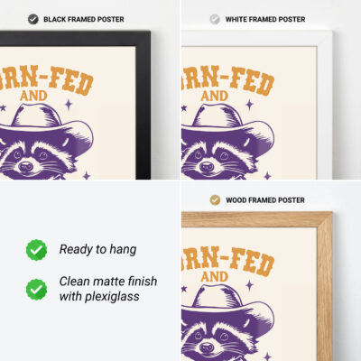 Country Raccoon Poster – Corn-Fed and Country Bred Print