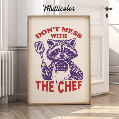 Chef Raccoon Poster – Retro Animal Posters Chef Raccoon Poster – Retro Animal Posters