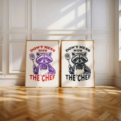 Chef Raccoon Poster – Retro Animal Posters Chef Raccoon Poster – Retro Animal Posters