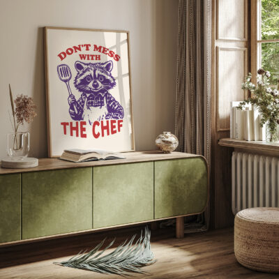 Chef Raccoon Poster – Retro Animal Posters Chef Raccoon Poster – Retro Animal Posters