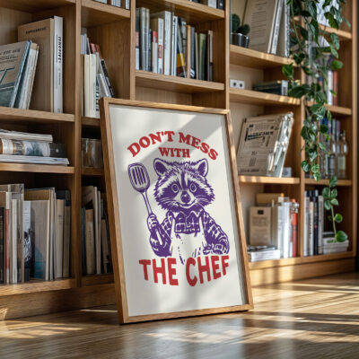 Chef Raccoon Poster – Retro Animal Posters Chef Raccoon Poster – Retro Animal Posters