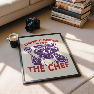 Chef Raccoon Poster – Retro Animal Posters Chef Raccoon Poster – Retro Animal Posters