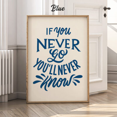 If You Never Go You'll Never Know Motivational Quote Poster