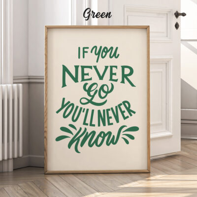 If You Never Go You'll Never Know Motivational Quote Poster