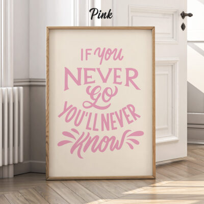 If You Never Go You'll Never Know Motivational Quote Poster