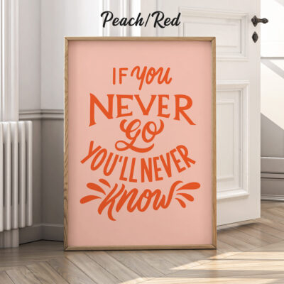 If You Never Go You'll Never Know Motivational Quote Poster
