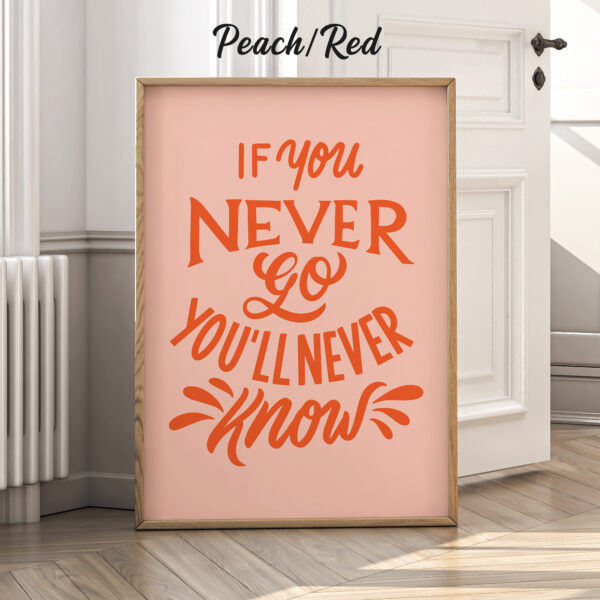 If You Never Go You'll Never Know Motivational Quote Poster
