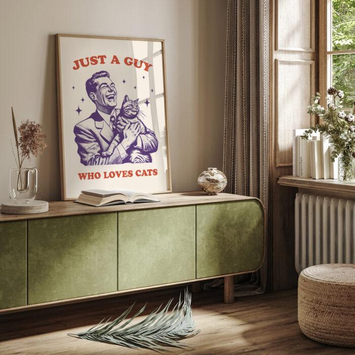 Retro Cat Lover Poster Just a Guy Who Loves Cats