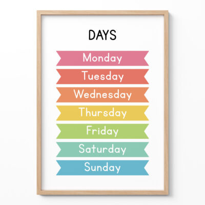 Days of the Week Poster – Colorful Educational Print for Kids
