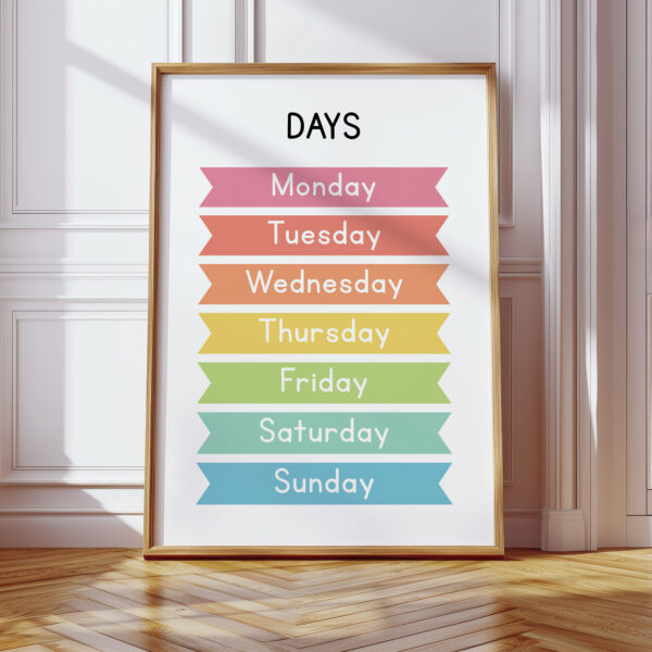 Days of the Week Poster – Colorful Educational Print for Kids