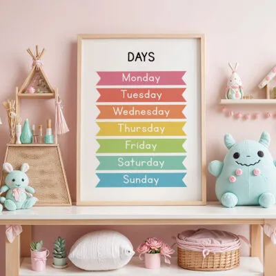 Wandbild für Kinder – Wochentage