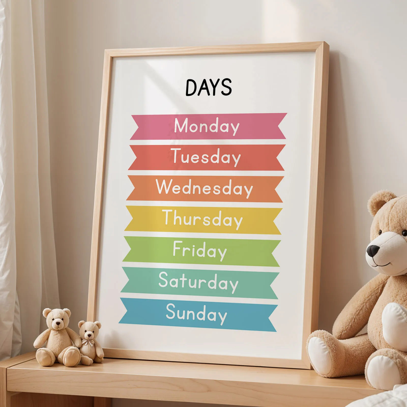 Wandbild für Kinder – Wochentage