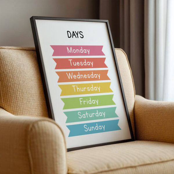 Days of the Week Poster – Colorful Educational Print for Kids