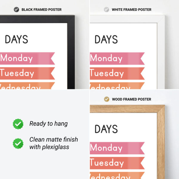 Days of the Week Poster – Colorful Educational Print for Kids